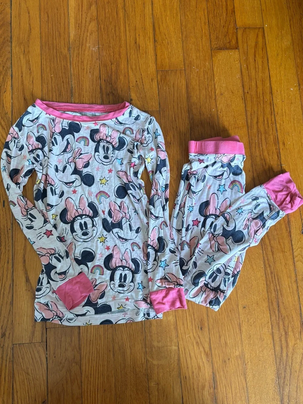 Minnie Mouse Pink Trim Kids Pajama Set